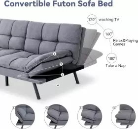 810141566873 HCORE Convertible Sleeper Memory Foam Futon Bed #3