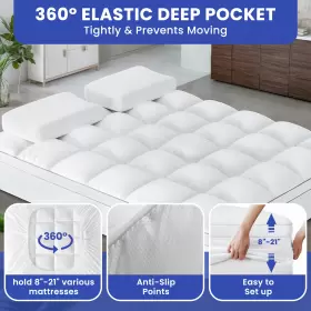 197839255395 HOMNIA Quilted Pad Mattress Anti Slip Queen #2