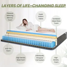 761062101301 HOXURY Queen Mattresses Hybrid Mattress Memory #3