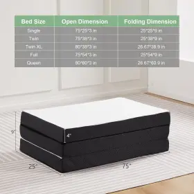 TM-WB-3IN IDLE WAY Mattress Memory Foam Trifold Cover