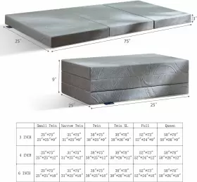 313021665692 IYEE NATURE Folding Mattress Queen Memory Foam #2