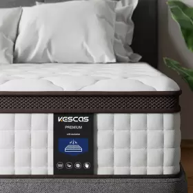 696230813642 KESCAS Memory Foam Hybrid Mattress Heavier Coils