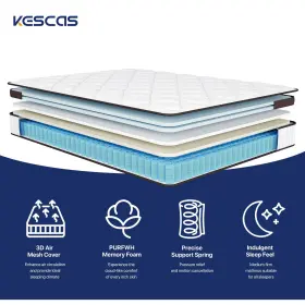 785034054358 KESCAS Memory Foam Firm Innerspring Mattress #2