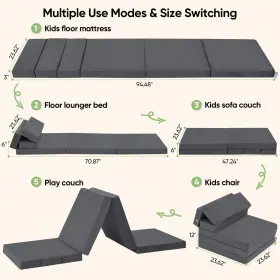 840325634128 KIDIRECT Couch Folding Sofa Bed Convertible #2