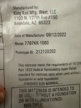 7797KK-1060 KING KOIL Mattress Firm Latex Wool Micro Coils #3