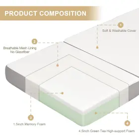 671891357070 LAZYZIZI Folding Mattress Memory Foam Fold Wash #2