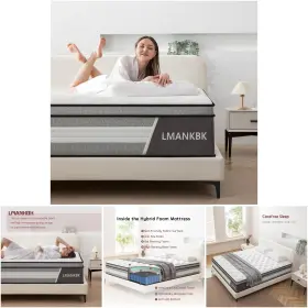 Lmankbk King Mattress Inch Hybrid Box Gel Memory Foam Medium