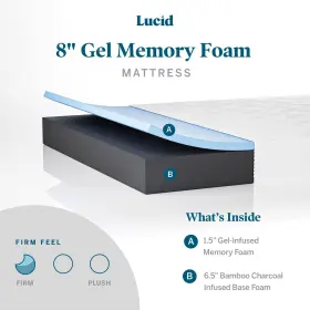 LU08TTFR30GF LUCID Twin Firm Gel Memory Foam Mattress #2