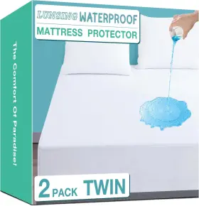 Twin LUNSING Pack Waterproof Mattress Protector Noiseless