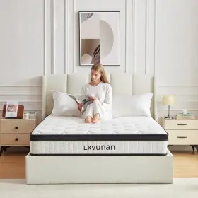 Q001 LXVUNAN Queen Mattress Box Gel Memory Foam Independent