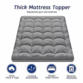 975468161768 MATBEBY King Mattress Topper Quilted Fitted #2