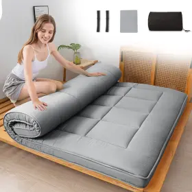 M-A12-GREY-Q MAXYOYO Futon Mattress Queen Roll Up Floor Bed