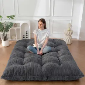 M-A126-DGREY-Q MAXYOYO Floor Mattress Futon Queen Tufted Roll