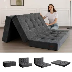 M-MT4-GY-US90 MAXYOYO Fold Mattress Tufted Folding Chenille