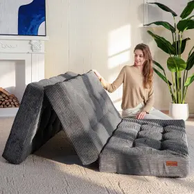MT1-GY-US150 MAXYOYO Fold Mattress Tufted Folding Futon Foam