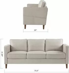 MLSF-HA-BE-3P MELLOW Hana Linen Fabric Loveseat Sofa Couch #3