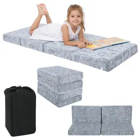 25MMC1011-GREYDINO MEMORECOOL Kids Folding Mattress Trifold