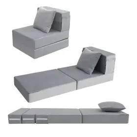 MMCMAT1013-GREY-SINGLE-FBA MEMORECOOL Futon Chair Bed Sleeper