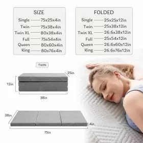1077134 MLILY Fold Memory Foam Mattress Single Folding Travel #3