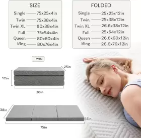 705353066566 MLILY Fold Memory Foam Mattress Single Folding #2