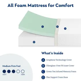 810123358496 MLILY Twin Mattress Memory Foam Bed Box Tea #2