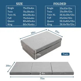 810128501064 MLILY Folding Mattress Memory Foam Trifold #2