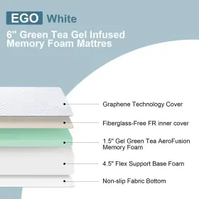 715917842598 MUUEGM Twin Mattress Cooling Gel Memory Foam Tea #2