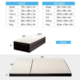 740946214122 MUUEGM Fold Memory Foam Queen Folding Mattre #2