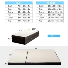 740946214191 MUUEGM Fold Memory Foam Queen Folding Mattre #2