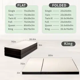 740946216171 MUUEGM Folding Mattress Fold Memory Foam Cover #2