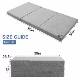 781434971745 MUUEGM Mattress Trifold Folding Bed Memory Foam #2