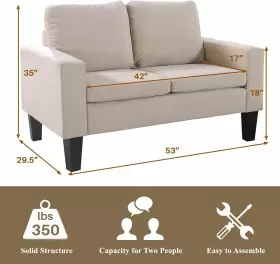 72O13-62BE NATHANIEL HOME Upholstered Loveseat Sofa Couch #2