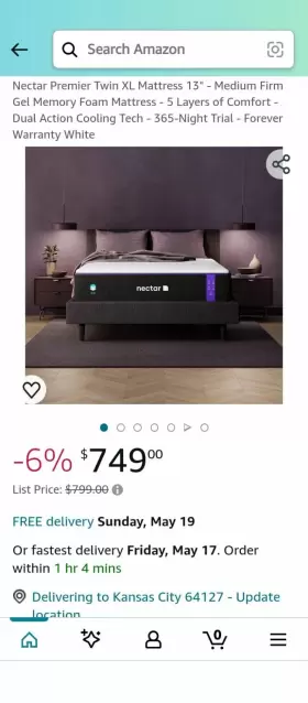 850008309854 NECTAR Premier Twin Mattress