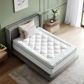 N-T15001-WH-T NOVILLA Twin Topper Pillow Top Dorm Bed Quilted