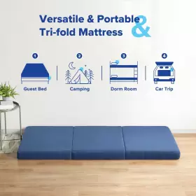 889860090532 OLEE SLEEP Folding Memory Foam Mattress Topper #3