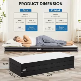689829997304 OLIXIS Fold Memory Foam Mattress Queen Floor Bed #2