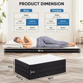 780374265822 OLIXIS Fold Memory Foam Mattress Twin Floor Bed #2