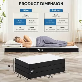 780374265860 OLIXIS Fold Memory Foam Mattress Twin Floor Bed #2