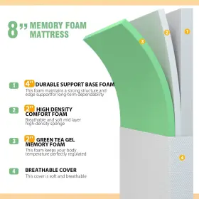 195030081379 PAYLESSHERE Memory Foam Mattress Cooling Gel Tea #3