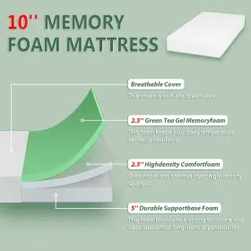 195030081393 PAYLESSHERE Twin Mattress Tea Memory Foam Me #2