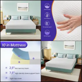 195030096779 PAYLESSHERE King Colchon Gel Memory Foam Espuma