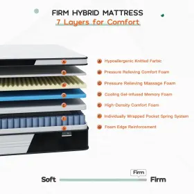 748664190483 PURRJOYS Firm Mattress Hybrid Box Gel Memory #2