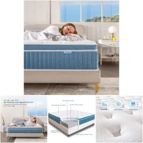 Rimensy King Mattress Inch Hybrid Gel Foam Pocket Coils