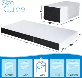 696230924454 ROXZO Memory Foam Folding Mattress Twin #2