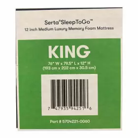 5704221-0060 SERTA Sleeptogo Gel Memory Foam Mattress King #3