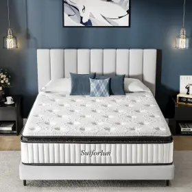 736140819959 SUIFORLUN Queen Mattress Pillow Top Gel Memory
