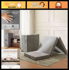 S06-S SWBVS Fold Memory Foam Mattress Travel Bed Topper Cover