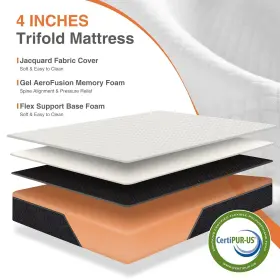 717242729070 SWEETCRISPY Folding Mattress Trifold Memory Foam #2
