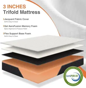 718550762018 SWEETCRISPY Folding Mattress Fold Memory Foam #2