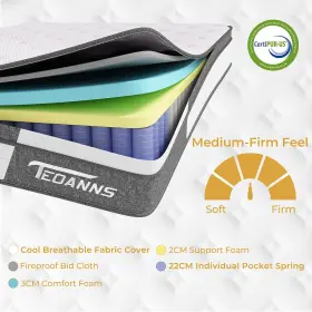 761062100229 TEOANNS Mattress Memory Foam Bed Box Hybrid #3